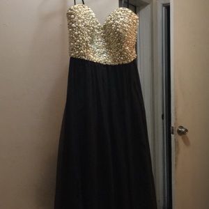Gold and black prom dress